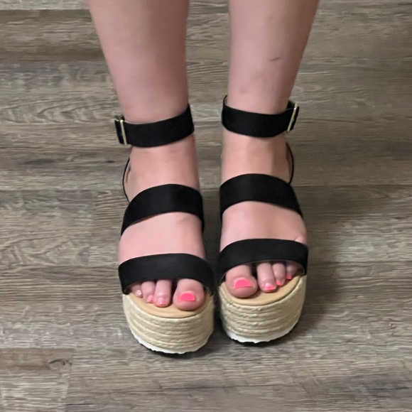 Black Suede Platform Espadrille Sandals▪️ Size 9 - Picture 8 of 8